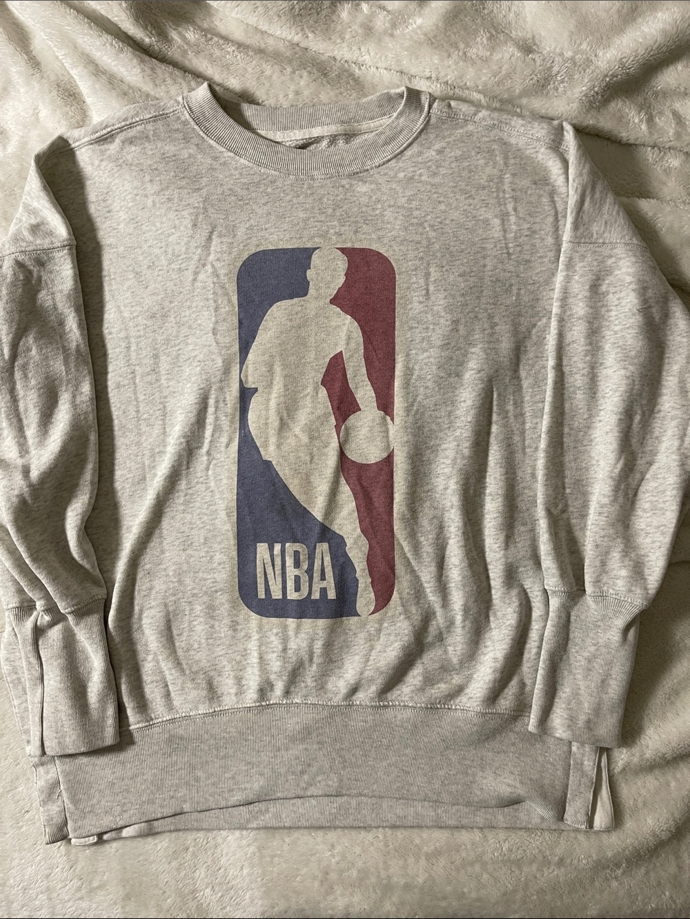 Abercrombie & Fitch Soft AF Heather Gray Crewneck with Classic NBA Logo